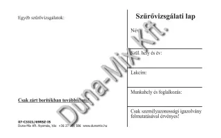 Szűrővizsgálati lap 1